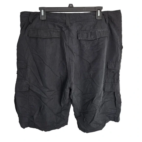 Plugg Black Mid Rise Flat Front Utility Hiking Outdoor Men's Cargo Shorts 38 - Picture 2 of 6
